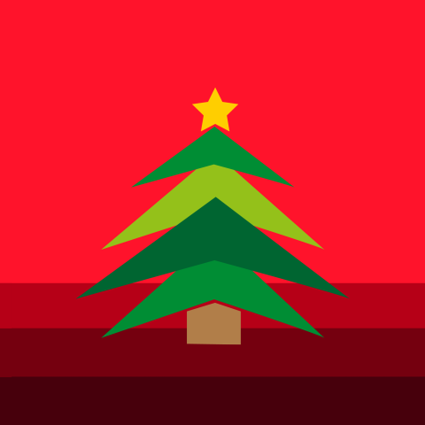 Rode horizon met kerstboom