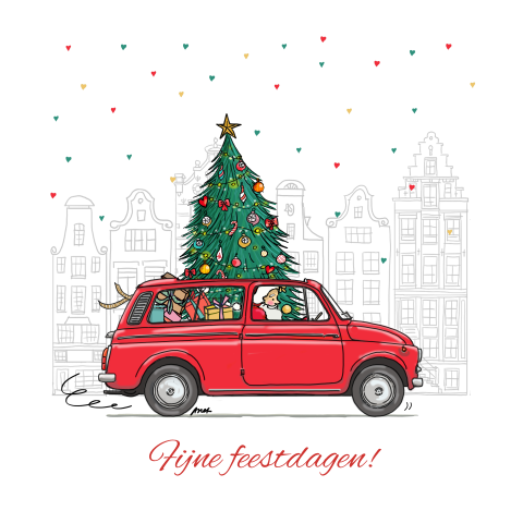 Fiat bestel met kerstboom