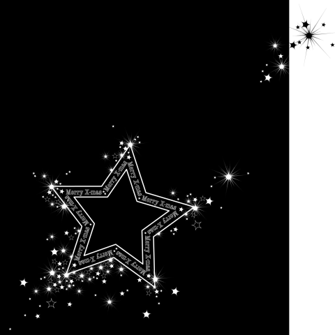 Kerstkaart zwart-wit met sprankelende sterren