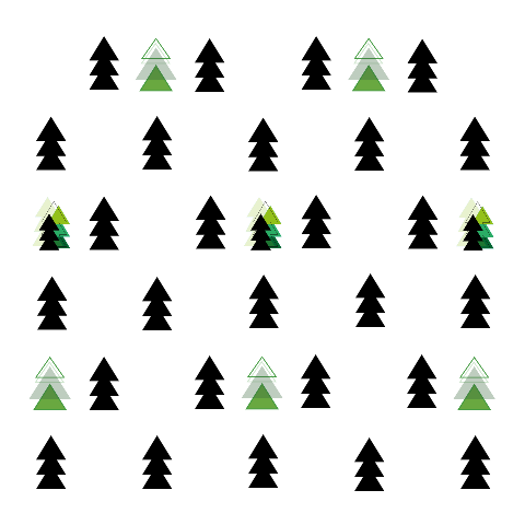 Mid century - kerstboompatroon zwart en groen
